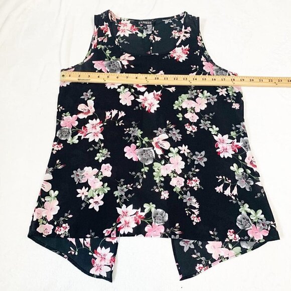 Express black bold spring floral lightweight y2k flowy back sleeveless top - Picture 8 of 9